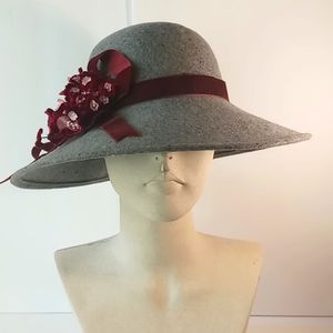 Gray Wool Wide Brim Hat